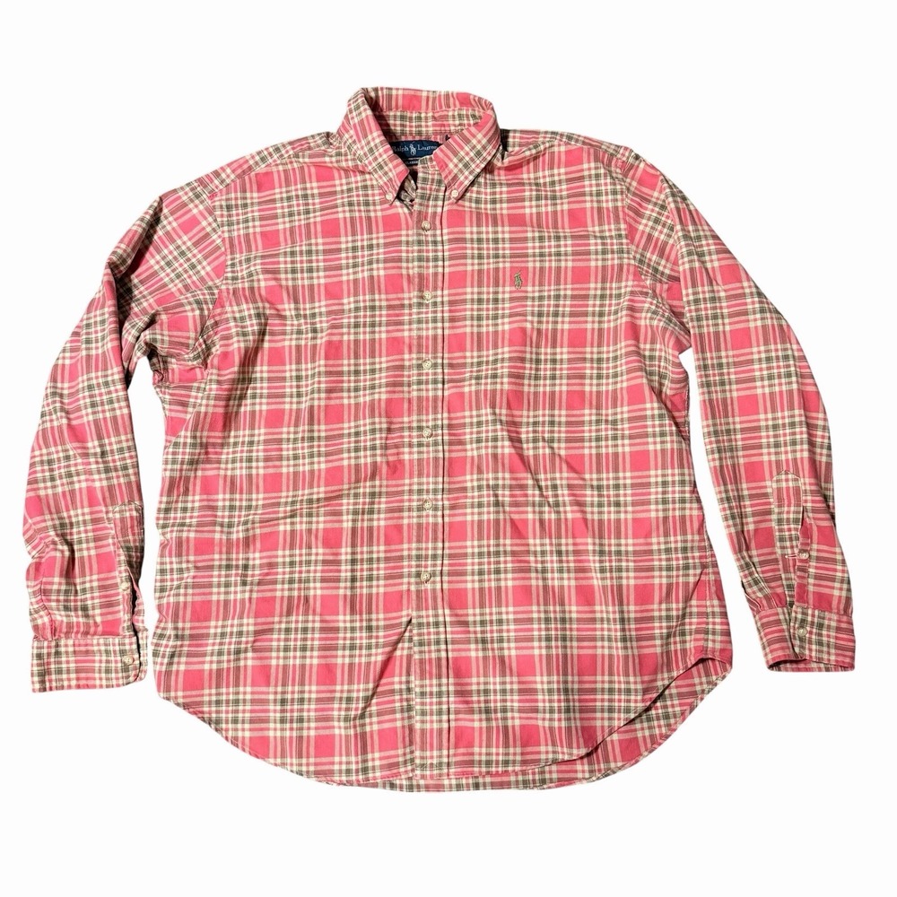 Polo‎ Ralph Lauren Button Up Shirt Men Size XXL Classic Fit Plaid Cotton Vintage